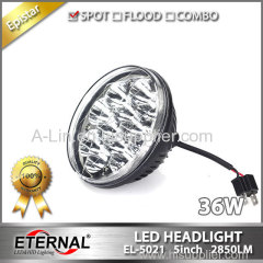 36W headlight round 5in universal led headlight eplacement kit led headlamp for truck ATV powersports classic cars