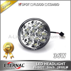 36W headlight round 5in universal led headlight eplacement kit led headlamp for truck ATV powersports classic cars