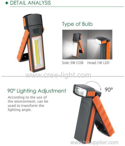 COB LED Light Hanging Hook Magnetic Holder Inspection Working Lamp Flashlight