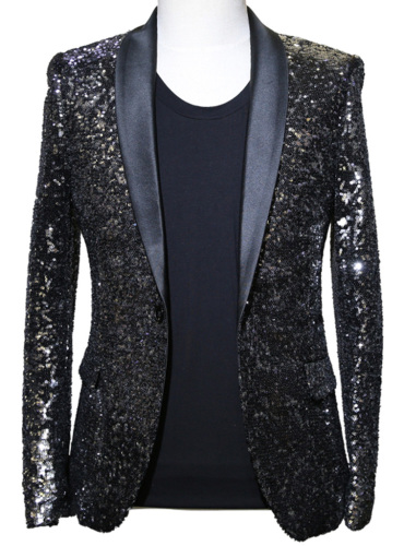 Black Sequins Party Jacket 1 Piece