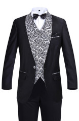 Men's Suits Slim Silver Pattern Fit Suits Business Suits