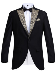Men's Suits Golden Pattern Slim Fit Suits Business Suits 3 Piece