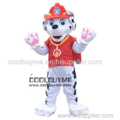 White Spotted Marshall Fireman Policeman Paw Patrol Dog Adult Mascot Costume Halloween Party