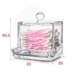 Acrylic Makeup Storage and Cotton Swab Holder with Lid