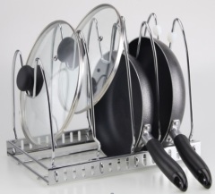 Expandable Kitchen Pan Pot and Lid Organizer Rack Holder