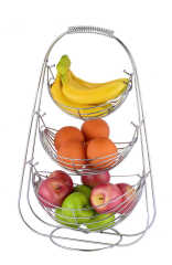 2 Tier Fruit Vegetables Produce Metal Basket Rack Display Stand