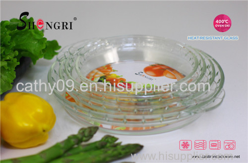 Heat resistant round glass baking pan for cookie