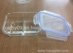 High borosilicate glass food storage 2 compartments