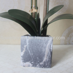 Home Furniture Artificial Phalaenopsis White flowers in marble ceramic pot for Homes/Hotels/Table decor