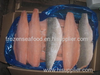 Frozen pink salmon fillets with 2cm fatline color p2+