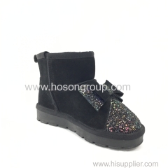 PU suede and paillette fashion kids snow boots