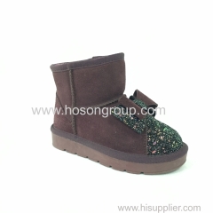 PU suede and paillette fashion kids snow boots