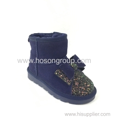 PU suede and paillette fashion kids snow boots