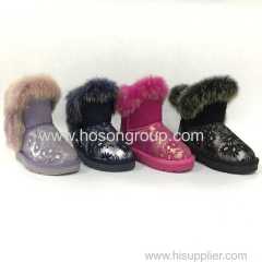 Children round toe sonw boots with soft fur