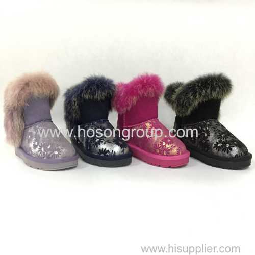 Children round toe winter boots with soft fur