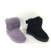 Children bowtie clip on ankle boots with fur