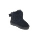 Children bowtie clip on ankle boots with fur