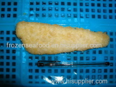 Breaded and prefried pollock fillets skinless boneless