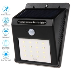 16 LED Solar Wall Light PIR Motion Sensor Outdoor Waterproof Energy-Saving Garden Street Lamp