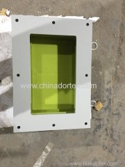 ZF6 lead glass window with painted steel frame