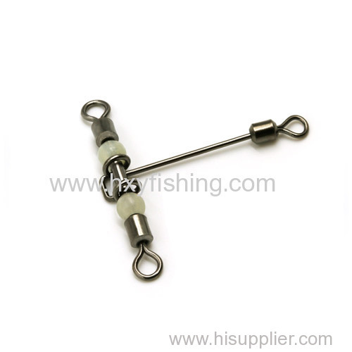 T-shape cross-line rolling swivel with pearl beads (Size: 1/0*1 2*3 4*5 6*7 8*10 10*12)