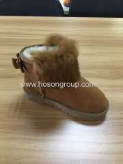 Round toe children ankle boots with comfortable fur