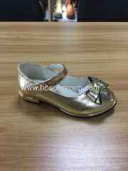 Gold bowtie kids dress sandals