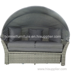 Outdoor garden round rattan Daybed furniture With Canopy