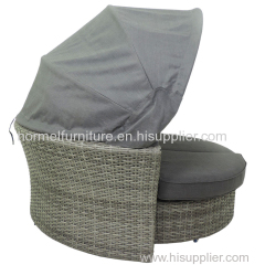 Outdoor garden round rattan Daybed furniture With Canopy