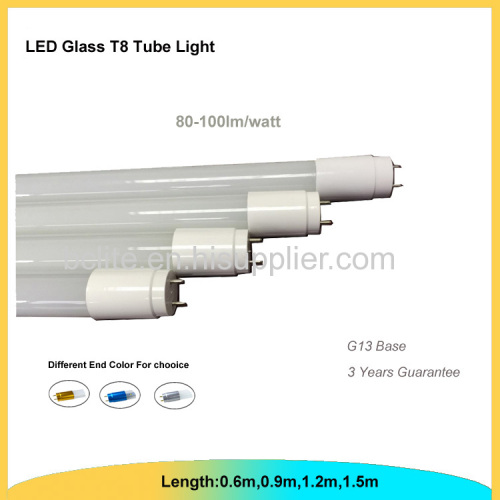 1.2m glass tube t8 light with color end caps