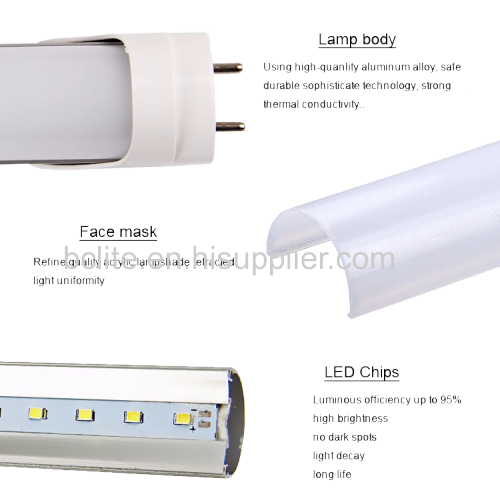 100lm/w Aluminum LED T8 tube light 1200mm 18w