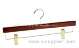 Wooden trouser/pant hanger with metal clips