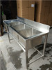 Stainless Steel Customer Designed table with 3compartments& backsplash with SQ tube legs
