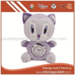 Plush Stuffed Cat Toy Clock Filling 100% PP Cotton 20CM