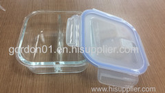 Glass food container with two compartments