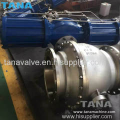 High quality carbon steel A216 WCB flanged ends trunnion mounted ball valve with pneumatic actuator