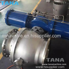 High quality carbon steel A216 WCB flanged ends trunnion mounted ball valve with pneumatic actuator