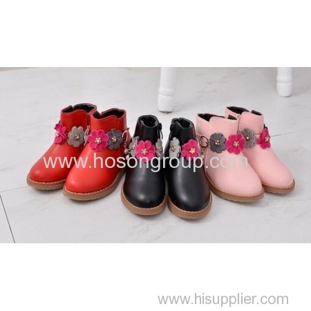 Children round toe zipper ankle boots