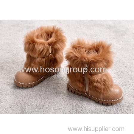 Children inside zipper ankle boots with fur