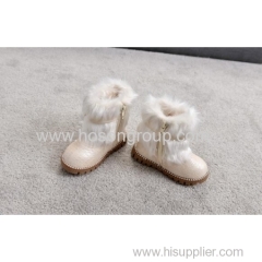 Children inside zipper ankle boots with fur