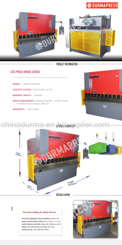 WC67K-63T3200 CNC press brake with E200 control system from Durmapress Brand