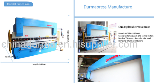 125T4000 press brake bending machine for 4mm plate bending 