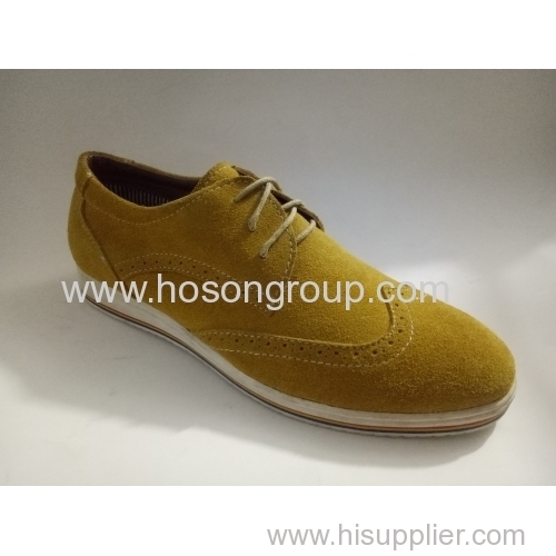 Suede men round toe shoes