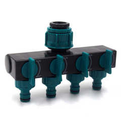 Plastic 4-way garden hose tap connector