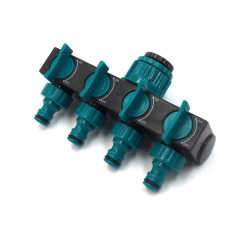 Plastic 4-way garden hose tap connector