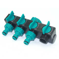 Plastic 4-way garden hose tap connector