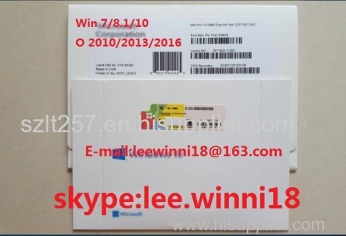 Supply Windows 7/8/8.1/10 Professional OEM PRO Key COA STICKER 100% Online Activation in low price