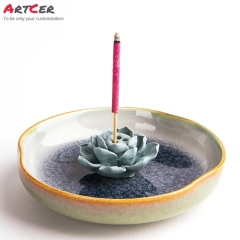 ODM & OEM Handicraft Customized Ceramic Black Ice Break Pattern Portable Incense Burner Holder