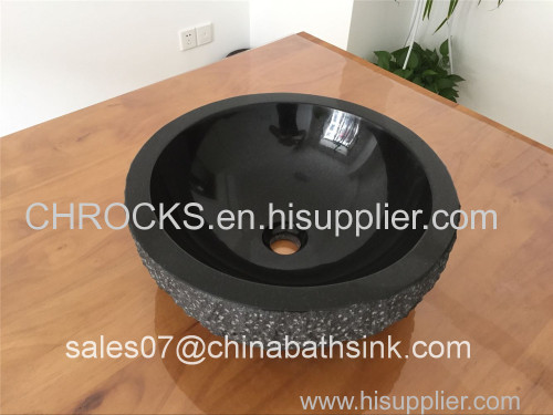shanxi black granite round wash basin bathroom sinks wash bowls