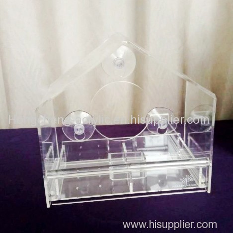 crystal clear acrylic bird feeder window bird feeder house plastic clear acrylic feed tray